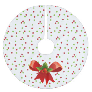 Falda Para El Árbol De Navidad De Poliéster Cinta roja y puntos de polka - Falda de árbol de N