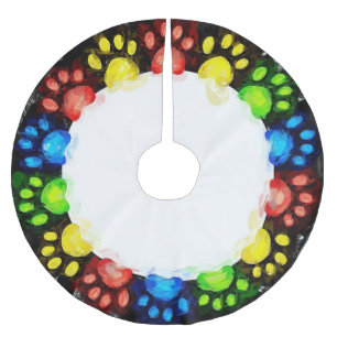 Falda Para El Árbol De Navidad De Poliéster Círculo de patas de gato