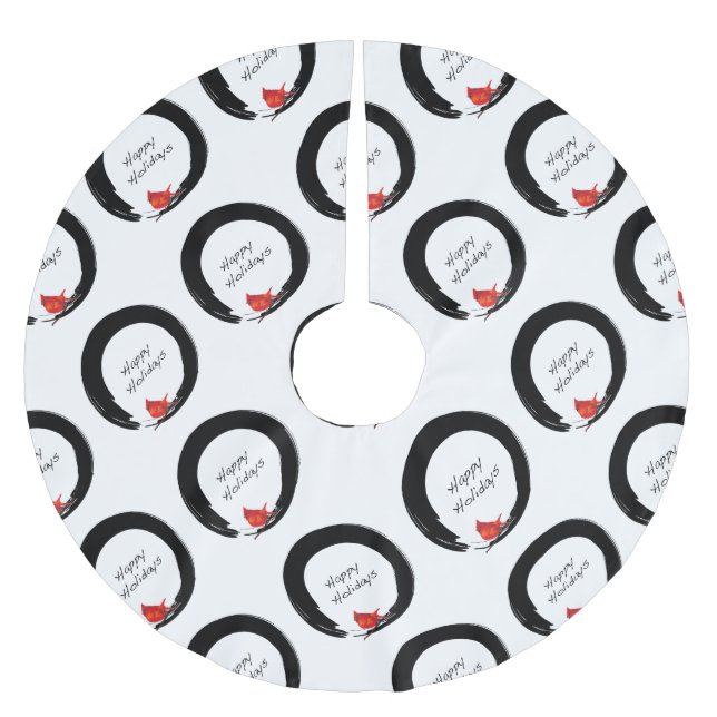 Falda Para El Árbol De Navidad De Poliéster Círculo zen con el cardenal Navidad (Anverso)