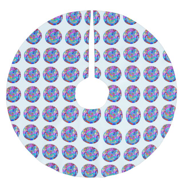 Falda Para El Árbol De Navidad De Poliéster circulos de amor de pimienta (Anverso)