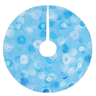 Falda Para El Árbol De Navidad De Poliéster Círculos de invierno: Resumen de puntos de polka.