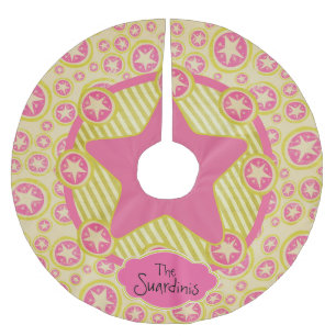 Falda Para El Árbol De Navidad De Poliéster Círculos, estrellas, rayas de falda de árbol perso