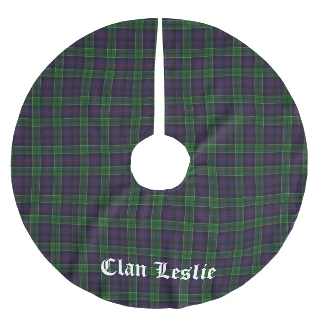 Falda Para El Árbol De Navidad De Poliéster Clan Leslie Tartan Plaid Personalizable (Anverso)