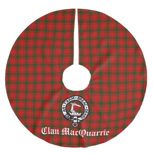 Falda Para El Árbol De Navidad De Poliéster Clan MacQuarrie Tartan y Escudo (Anverso)
