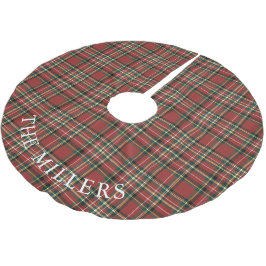 Falda Para El Árbol De Navidad De Poliéster Clásico Plaid Rojo Navidad Personalizado Fiesta