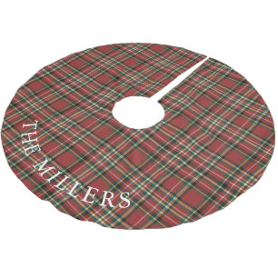 Falda Para El Árbol De Navidad De Poliéster Clásico Plaid Rojo Navidad Personalizado Fiesta
