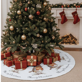 Falda Para El Árbol De Navidad De Poliéster Classic Christmas Robin, custom 
