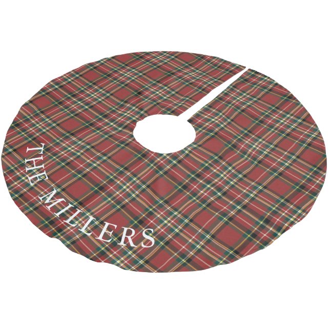Falda Para El Árbol De Navidad De Poliéster Classic Red Plaid Christmas Personalized Holiday (Angular)