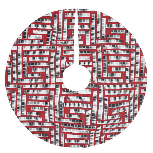 Falda Para El Árbol De Navidad De Poliéster Claves de piano (Anverso)