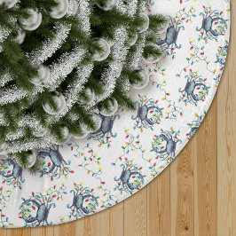 Falda Para El Árbol De Navidad De Poliéster Coastal Crab Christmas Lights