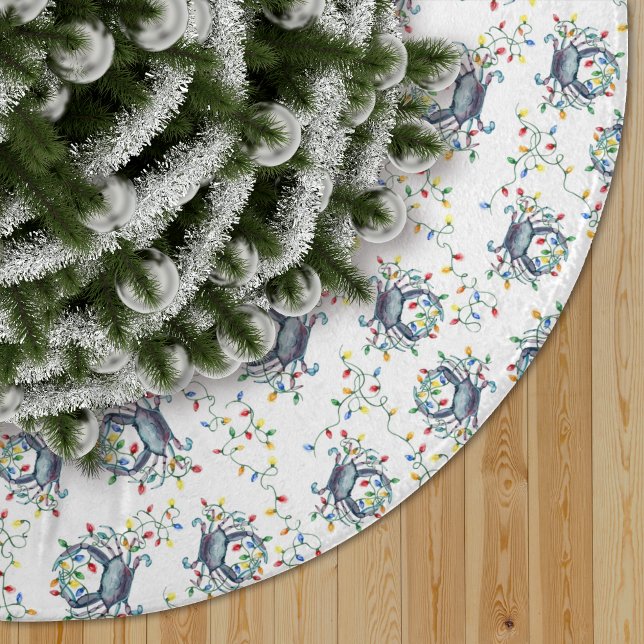 Falda Para El Árbol De Navidad De Poliéster Coastal Crab Christmas Lights (Subido por el creador)