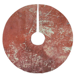 Falda Para El Árbol De Navidad De Poliéster Cobre Viejo: Textura Metalizado Vivida.