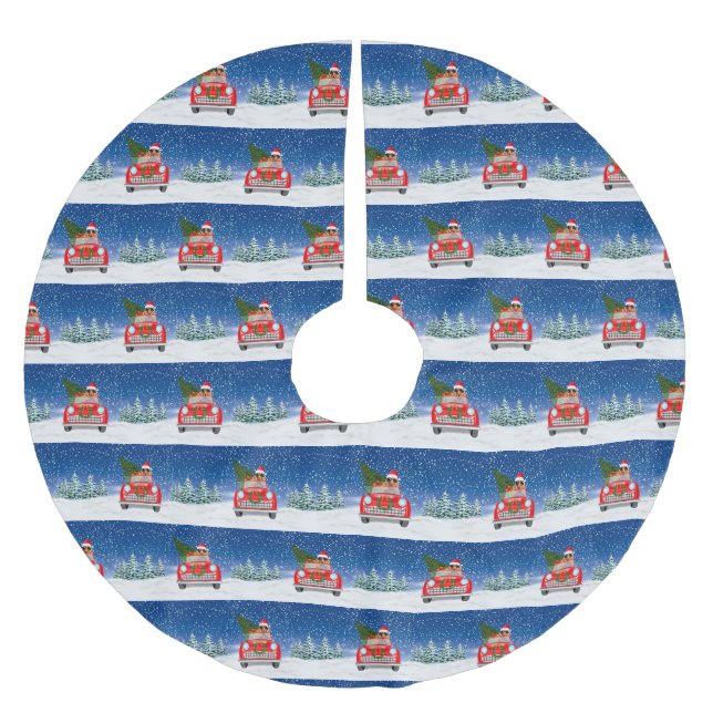 Falda Para El Árbol De Navidad De Poliéster Coche De Perro De Cocker Spaniel En Navidades De N (Anverso)