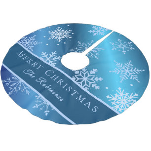 Falda Para El Árbol De Navidad De Poliéster Cochitos de Nieve Azules Modernos 