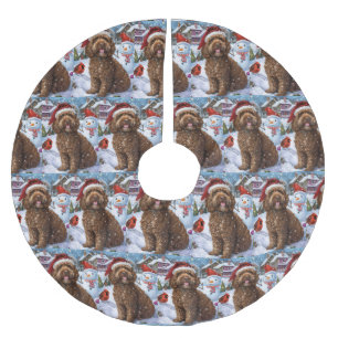 Falda Para El Árbol De Navidad De Poliéster Cockapoo País de las Maravillas de Invierno Alegrí