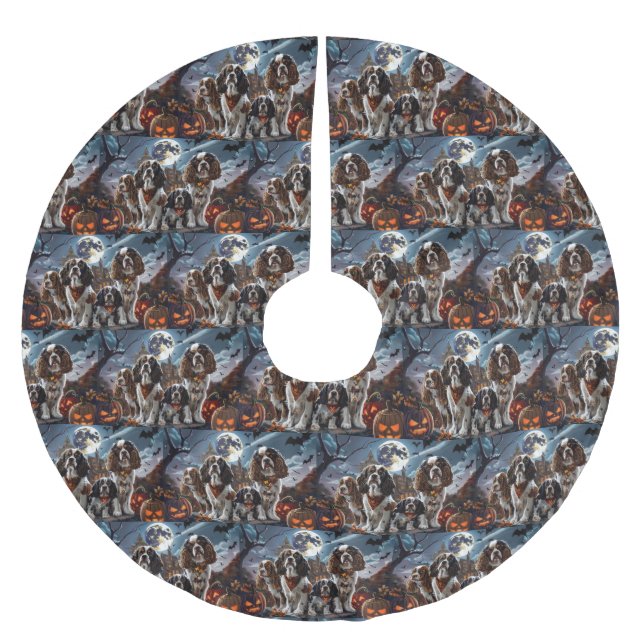 Falda Para El Árbol De Navidad De Poliéster Cocker Spaniel Halloween Spooky (Anverso)