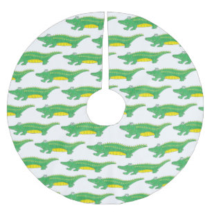 Falda Para El Árbol De Navidad De Poliéster Cocodrilo verde laguna de cocodrilo
