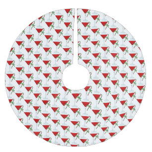 Falda Para El Árbol De Navidad De Poliéster Cóctel de Martini de Navidad con bastones de caram