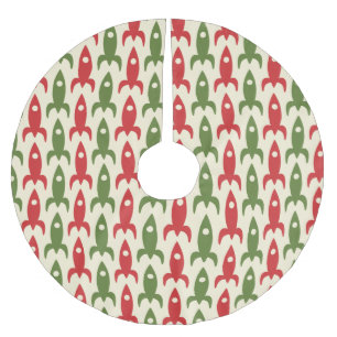Falda Para El Árbol De Navidad De Poliéster Cohetes retro vintage patrón de los años 50 a medi