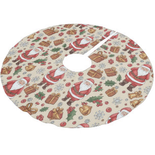 Falda Para El Árbol De Navidad De Poliéster Colección de Navidad de Papá Noel con Acuarela Vic