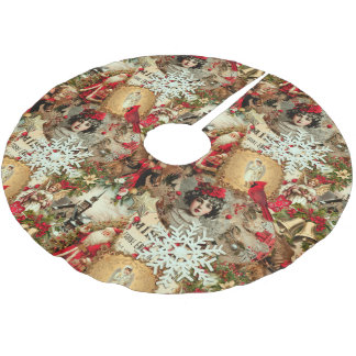 Falda Para El Árbol De Navidad De Poliéster Collage de Tesoros Navideños Victorianos