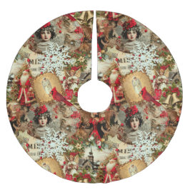 Falda Para El Árbol De Navidad De Poliéster Collage de Tesoros Navideños Victorianos