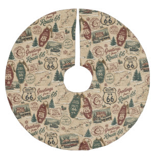 Falda Para El Árbol De Navidad De Poliéster Collage de viaje de Navidad en la carretera madre