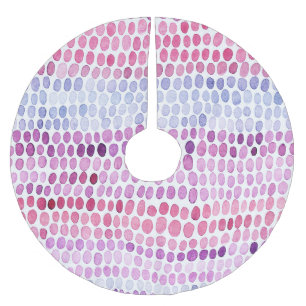 Falda Para El Árbol De Navidad De Poliéster Color de agua rayado: Polka gris rosado