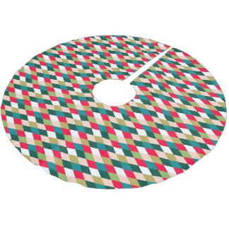 Falda Para El Árbol De Navidad De Poliéster Color Retro Diamante Harlequín de Navidad Mediados