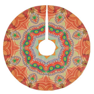 Falda Para El Árbol De Navidad De Poliéster Colores de energía vibrantes: diseño mandala.