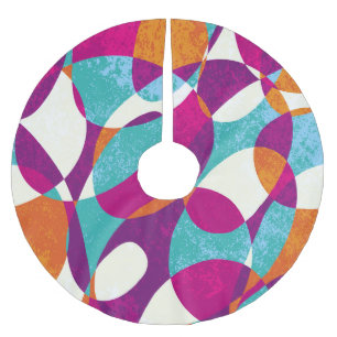 Falda Para El Árbol De Navidad De Poliéster Colores diversos, colección de patrones vintage.