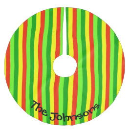 Falda Para El Árbol De Navidad De Poliéster Colorful Striped Christmas Personalized