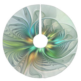 Falda Para El Árbol De Navidad De Poliéster Colorida Fantasía Moderna Abstracto Flor Fractal