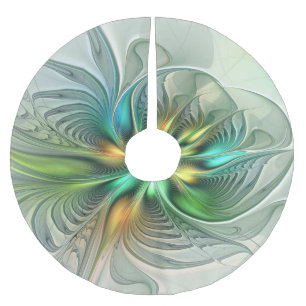 Falda Para El Árbol De Navidad De Poliéster Colorida Fantasía Moderna Abstracto Flor Fractal