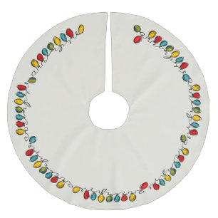 Falda Para El Árbol De Navidad De Poliéster Coloridas Navidades de acuarela Luces de cadena