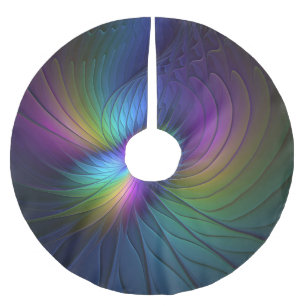 Falda Para El Árbol De Navidad De Poliéster Colorido Con Azul Moderno Resumen Arte Fractal