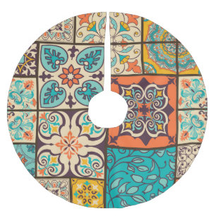 Falda Para El Árbol De Navidad De Poliéster Colorido mosaico de mosaico mallico islámico