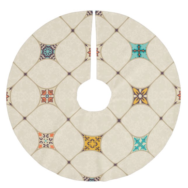 Falda Para El Árbol De Navidad De Poliéster Colorido mosaico islámico (Anverso)