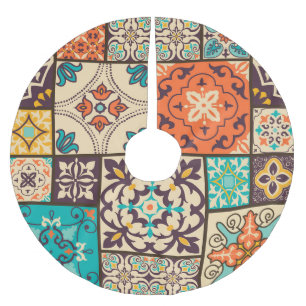 Falda Para El Árbol De Navidad De Poliéster Colorido mosaico islámico: mosaico vintage.