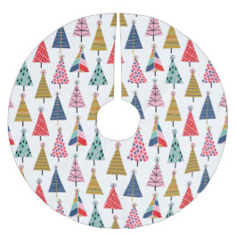 Falda Para El Árbol De Navidad De Poliéster Colorido patrón moderno de árboles de vacaciones