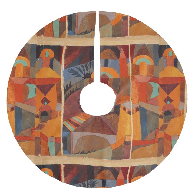 Falda Para El Árbol De Navidad De Poliéster Colorido Resumen Cubismo Klee Temple Gardens (Anverso)