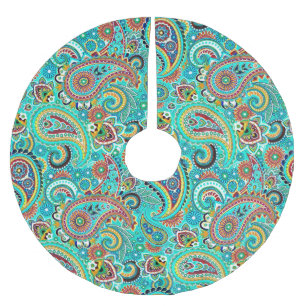 Falda Para El Árbol De Navidad De Poliéster Colorido Retro Paisley