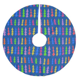 Falda Para El Árbol De Navidad De Poliéster Coloridos árboles de Navidad en azul