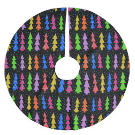 Falda Para El Árbol De Navidad De Poliéster Coloridos árboles de Navidad en negro