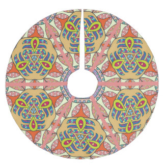 Falda Para El Árbol De Navidad De Poliéster Coloridos mosaicos triangulares, arte dibujado a m