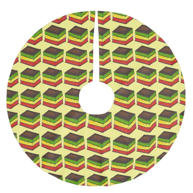 Falda Para El Árbol De Navidad De Poliéster Comida italiana Arcoiris tricolor Siete cookies de (Anverso)