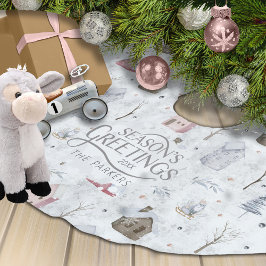 Falda Para El Árbol De Navidad De Poliéster Cómodo Navidades domésticos Pink ID985