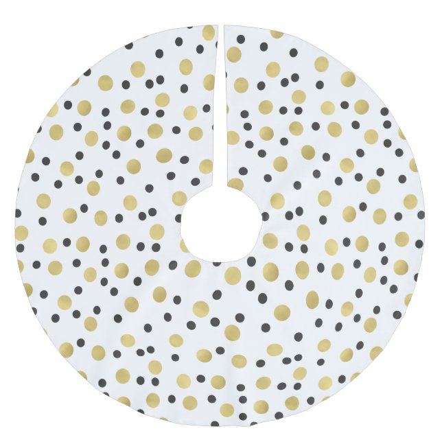 Falda Para El Árbol De Navidad De Poliéster Confetti de oro negro (Anverso)