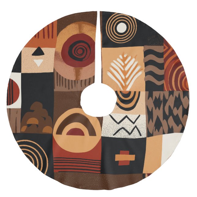 Falda Para El Árbol De Navidad De Poliéster Congolese motifs background grid (Anverso)