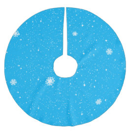 Falda Para El Árbol De Navidad De Poliéster Copia de Copos de Nieve en AZUL